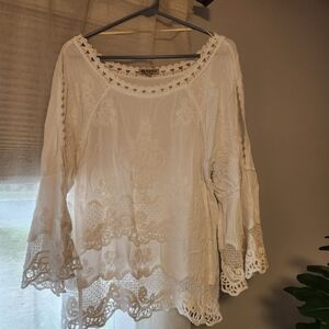 Blouse White crochet and lace shirt
